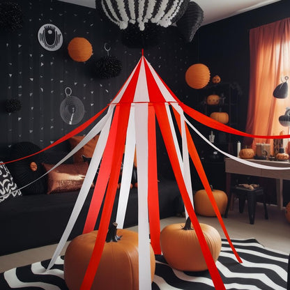 Wesnoy Carnival Circus Theme Party Decorations, Carnival Circus Tent, Red and White Indoor Reading Nook Hanging Home Decoration Canopy for Birthday Party Graduation Game Supplies, 7 x 6 ft