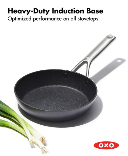 OXO Professional 8" Frying Pan Skillet - PFAS-Free Nonstick Cookware with Stainless Steel Handle | Induction Compatible, Dishwasher & Oven Safe, Black