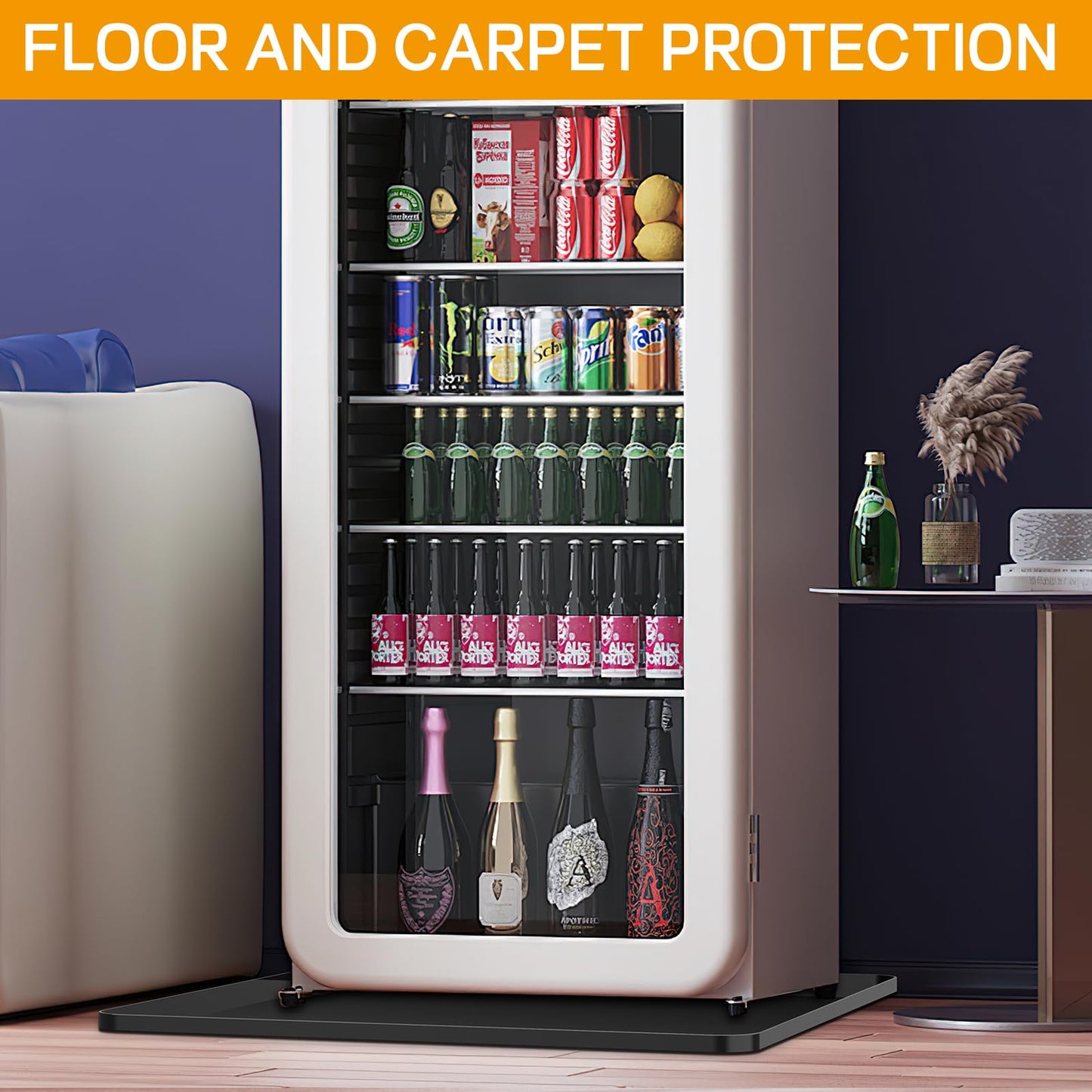Ieesspd Mini Fridge Silicone Mat,24''x24''x0.5'', Under Refrigerator Mat Mini Fridge Drip Pan Prevents Appliance Leakage Water Spills, Protects the Floor From Damage and Cleanliness(Black)