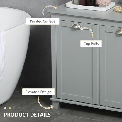 Modern Tilt-Out Laundry Sorter Cabinet, Bathroom Storage Organizer with Two-Compartment Tilt-Out Hamper,for Kitchen Home