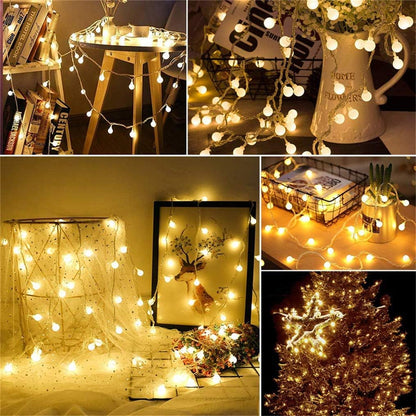 Merdeco Globe Plug in String Lights, 10ft/3m, 20 LED Bulb Warm White Fairy Lights for Decoration