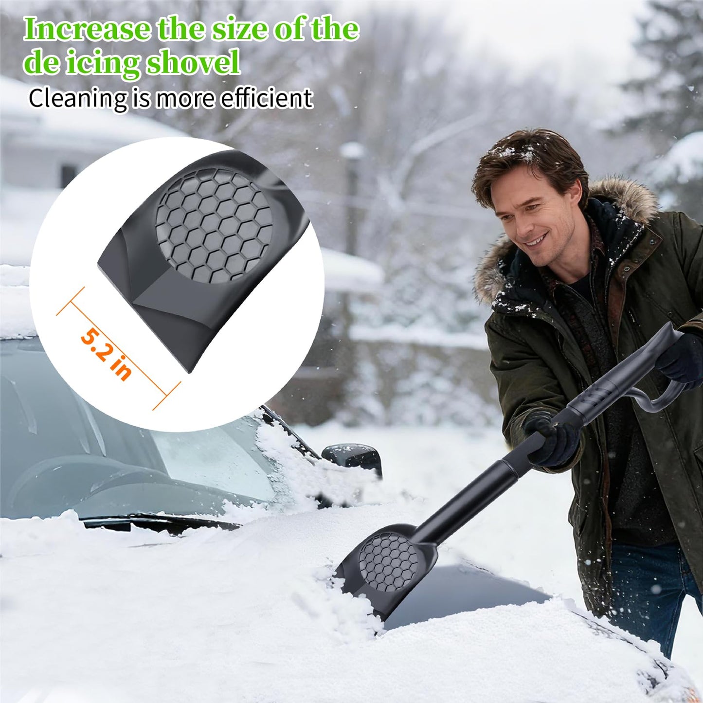 25.8'' Larger Ice Scrapers for Car Windshield | Dang Near Indestructible Ice from Scrape Frost and Ice |3-in-1 Emergency Snow Shovel | Detachable Remover with Foam Grip for Small Cars, Trucks, SUVs