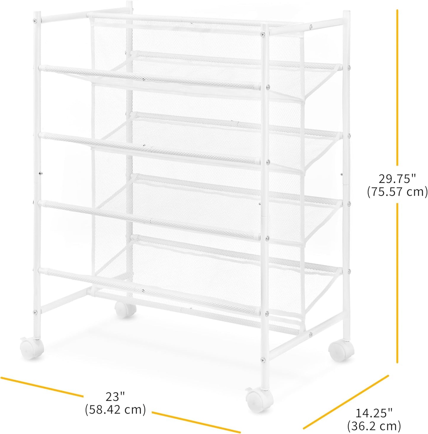 4-Tier 24 Sided4-Tier Whitmor Rolling Shoe Cart - Mesh & Metal - Holds up to pairs of Shoes - Double