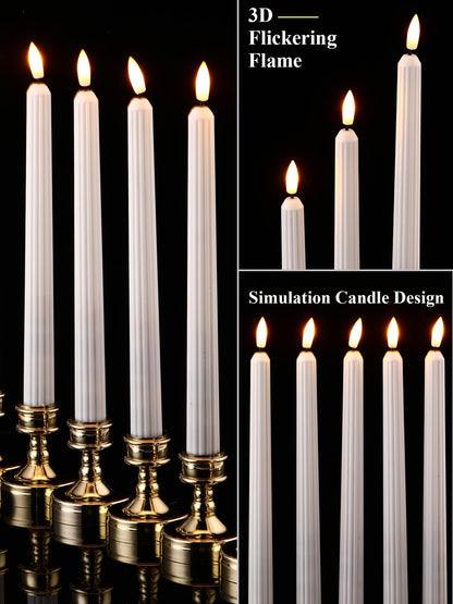 Treela 72 Pcs Flameless LED Taper Candles Battery Operated Candles Bulk 11 Inch Flickering Fake Candlesticks with Warm Light for Valentines Day Church Wedding Party Battery Not Included(Fluted,White)