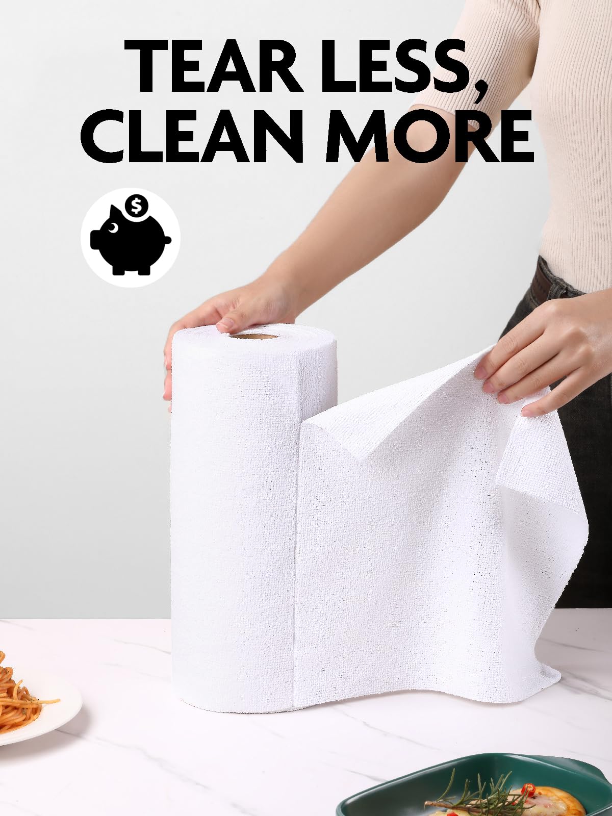 Fantasticlean Microfiber Cleaning Cloth Roll -150 Pack, Tear Away Microfiber Towels, 12" x 12", Reusable, Washable, Ultra Absorbent Dishcloth for Home Supplies, Car, Pet, Kitchen (2 Rolls of Grey)
