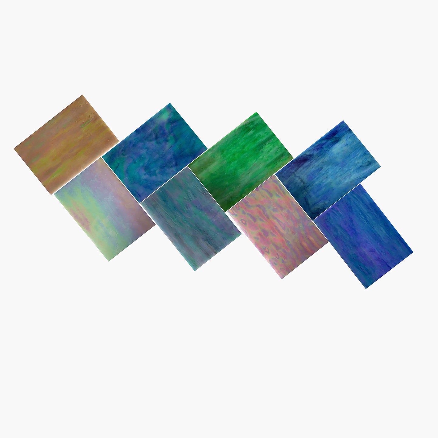 HAOSUM 8 Pack Iridescent Rainbow Stained Glass Sheets,4 x 6 inch Mosaic Glass,Art Glass Opaque for DIY Kits, Mosaics Projects (Iridescence)
