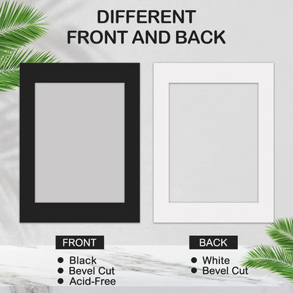 15 Pack 12x16 9x12 Black Picture Mats, Frame Mattes for Pictures Display Photo Frame Mat Core Bevel Cut Mat Board Show