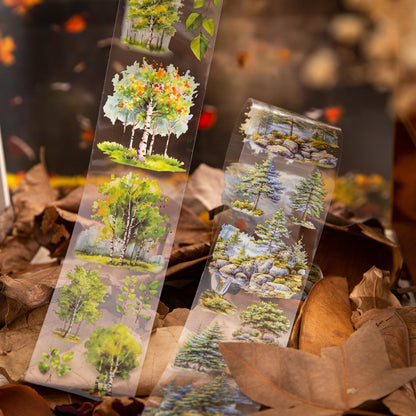 MisKepaa Scrapbook Nature Stickers Set,6 Rolls PET Plant Tape Stickers for Journaling,Forest Washi Tape for Junk Journal Supplies,Scrapbooking,DIY Craft,Photo Frame(Forest)
