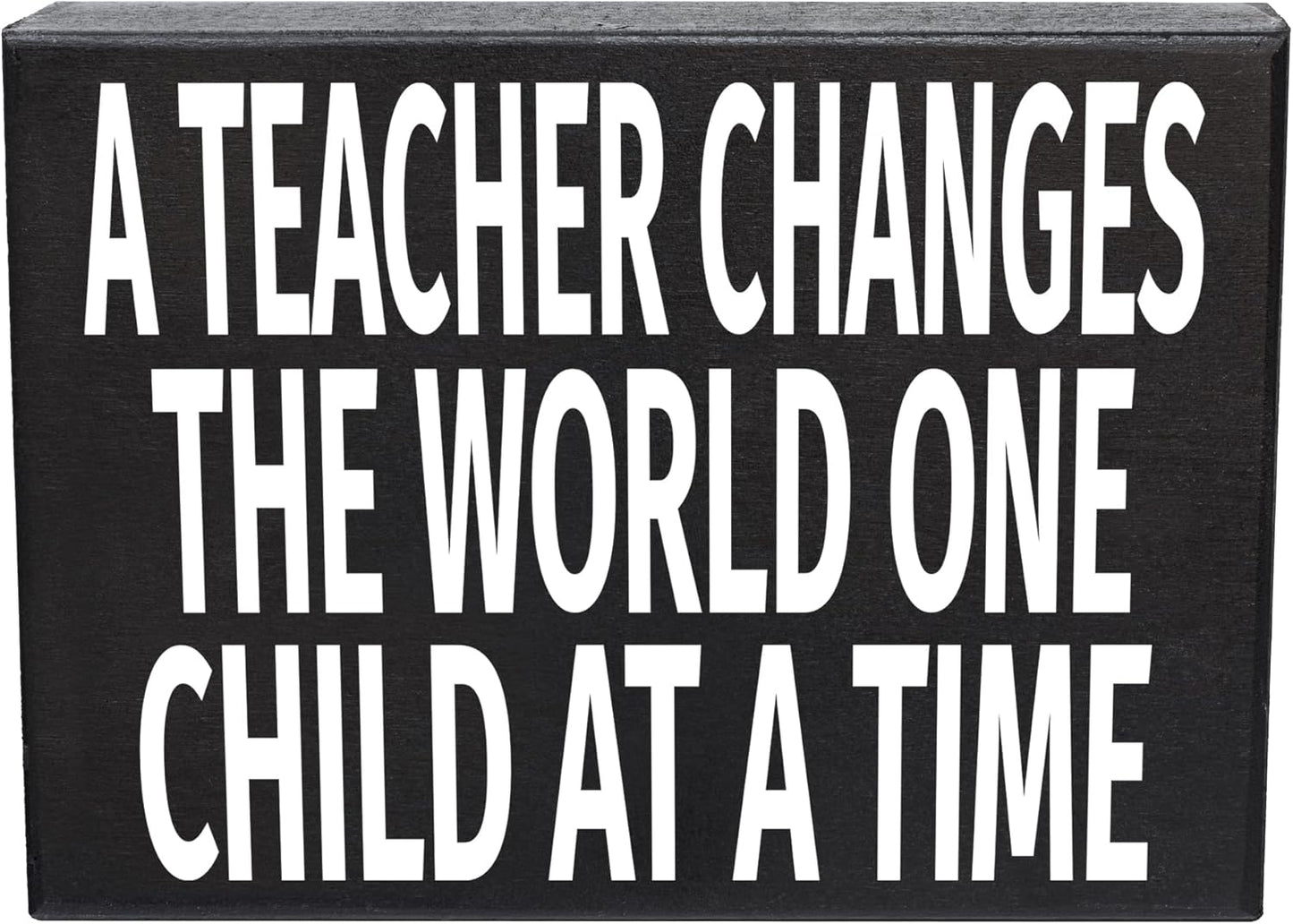 JennyGems Inspirational Teacher Gift Wood Sign, A Teacher Changes the World One Child at a Time, Classroom Decor