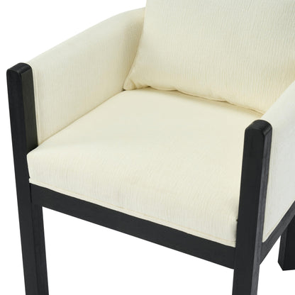 Christopher Knight Home Lucid Linen Upholstered Dining Chairs Set of 2, Rubber Wood Dining Room Chairs, Modern Armchair, Extra Seating for Dining Room, Versatile Indoor Furniture, White + Black