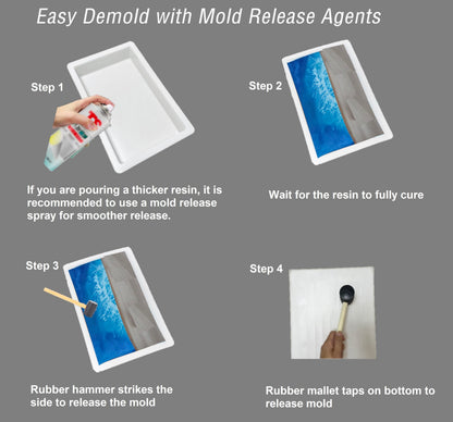 3pcs Epoxy Table Molds 15.7x9.8 inch - 11.4x7.5 inch - 4x2 inch, Large Rectangular Epoxy Resin Molds, Tray Resin Molds, Epoxy Deep Molds for Tables, Cutting Boards, DIY Art Resin