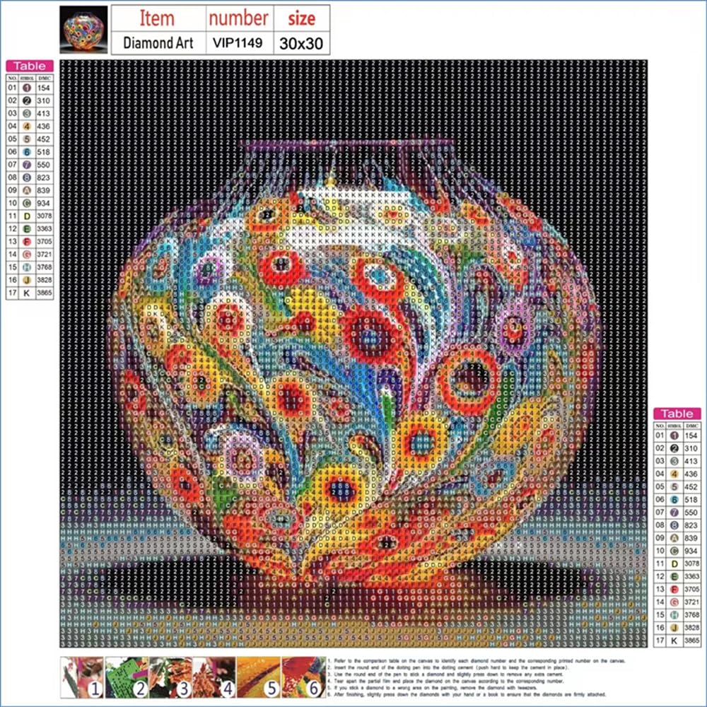 5D DIY Diamond Painting Kits,Round Vase Drill Diamond Art Kits for Adults Beginner, Perfect for Home Wall Decor and Gift