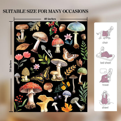 Knerova Cozy 40"x50" Mushroom Blanket - Ultra Soft Mushroom Throw Blanket, Super Fuzzy Plush Fleece Warm Stuffed Animal