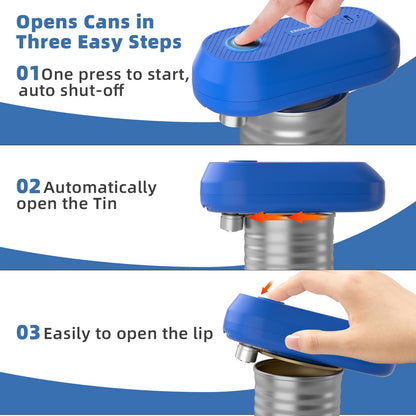 EROBSKJ Auto Electric Can Opener, Rechargeable Can Openers for Seniors & Arthritis, One-Touch Automatic Can Opener, Hands-Free, Smooth Edge, Compact,Small - Auto Stop，Blue