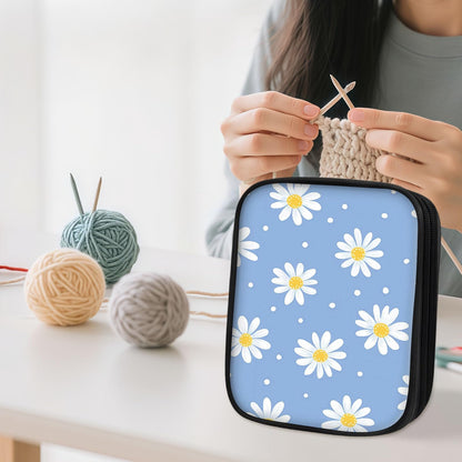ETLKJVBL Crochet Hook & Knitting Needle Organizer Case, Small Daisy 2-Layer Travel Storage Bag for Hooks, Needles & Accessories, Empty