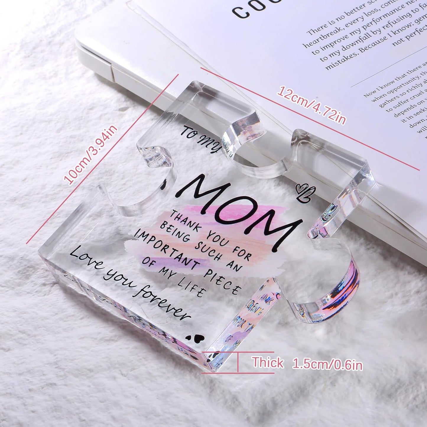 Best Mom Ever Gifts from Daughter, Son: Acrylic Puzzle-Shaped Plaque Desk Decorations Present - Unique Birthday