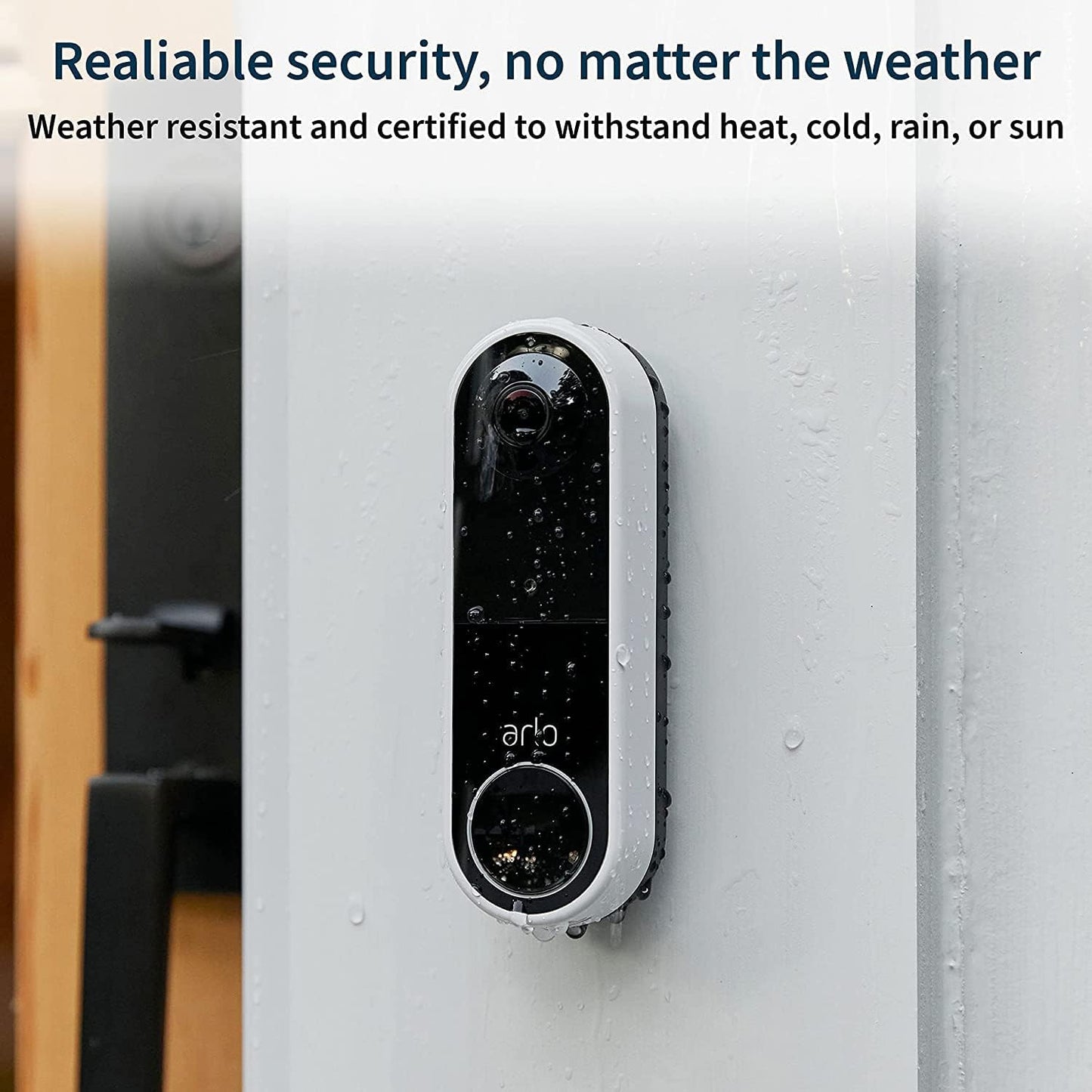 Arlo Essential Wire-Free Battery Operated Video Doorbell - HD Video, 180° View, Night Vision, 2 Way Audio, Direct to Wi-Fi No Hub Needed, Black - AVD2001B (Renewed)
