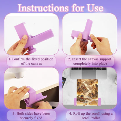 Diamond Painting Canvas Roll Holder, Adjustable Diamond Art Canvas Holder Table Clamp, Smooth Diamond Painting Roller Tool with Anti-Slip Rubber Pads for Workspace Organization, Purple