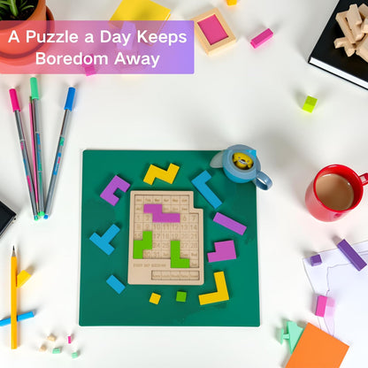Wooden Daily Calendar Puzzle - 365 Days of Challenges | Stylish Desk Block Calendar for Home & Office