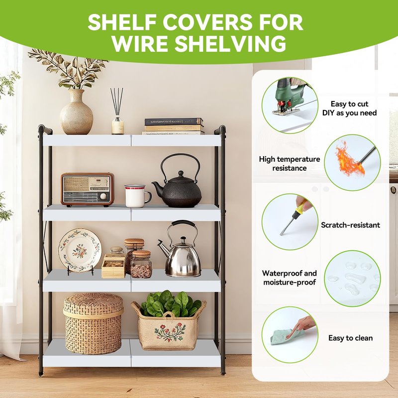 5 PCS Wire Shelf Covers,24*12 Wire Rack Covers for Shelves,0.31in Thick PVC Wood-Look Faux Shelf Cover for Wires Shelving,Moisture Resistant Durable,Easy to Cut Install,Shelves Cover for Pantry Closet