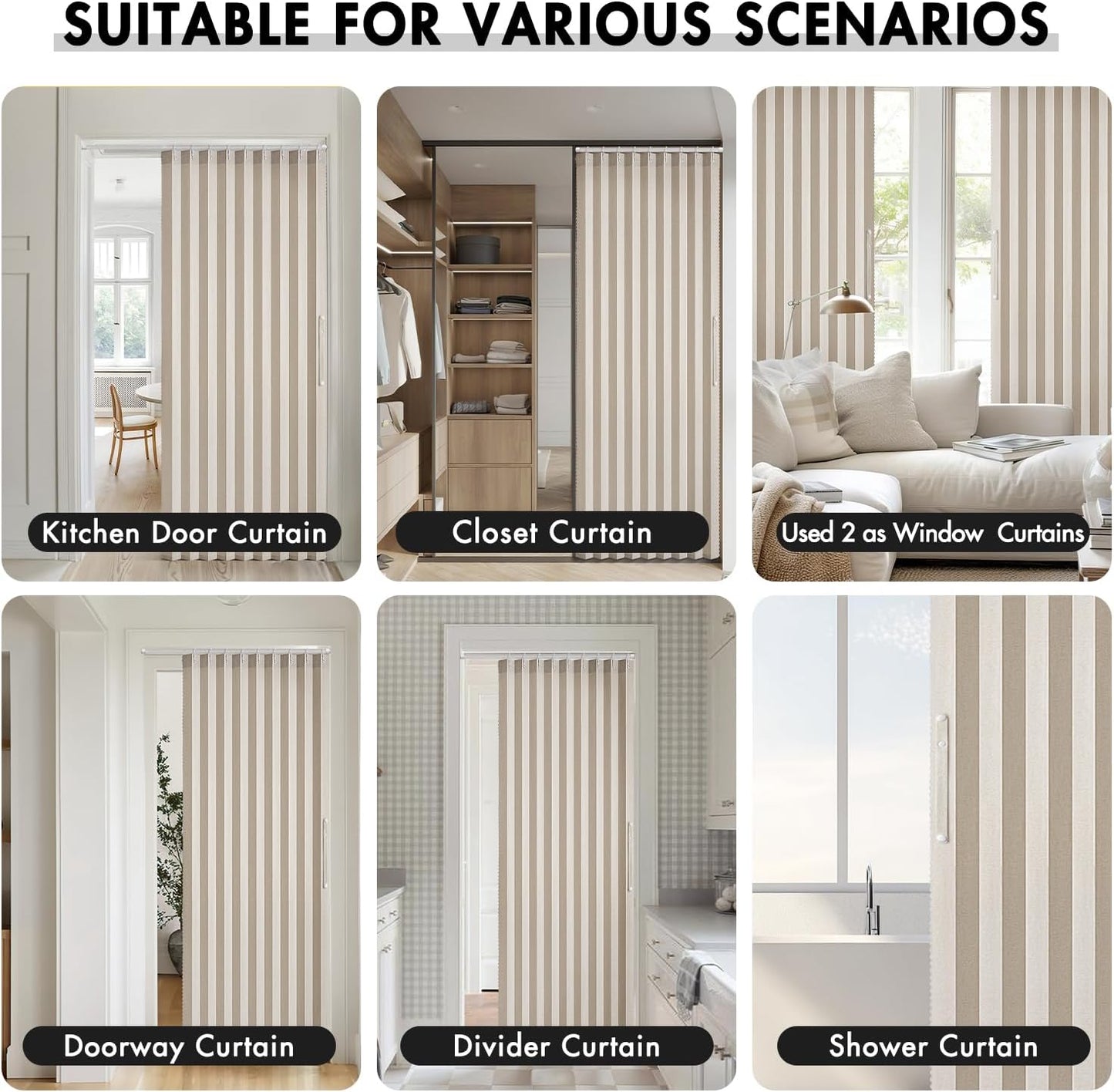 MIULEE Accordion Style Magnetic Folding Door Curtains - Pleated Cream Drapes for Room Divider | Beige, 39" x 78" Panel
