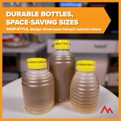 16oz pack 20 Pinnacle Mercantile Refillable HDPE Plastic Honey Bottles - Easy Squeeze, leak-proof, BPA-Free, and Made