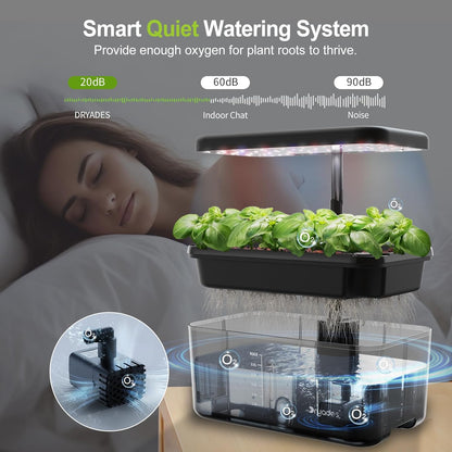 Indoor Herb Garden Kit, Hydroponic Growing System with LED Grow Light Quiet Water Pump for Home Kitchen Office Healthy