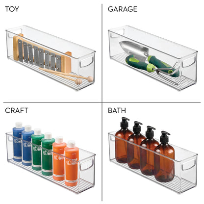 iDesign Small Stackable Storage Bins with Handles, Set of 4, Clear