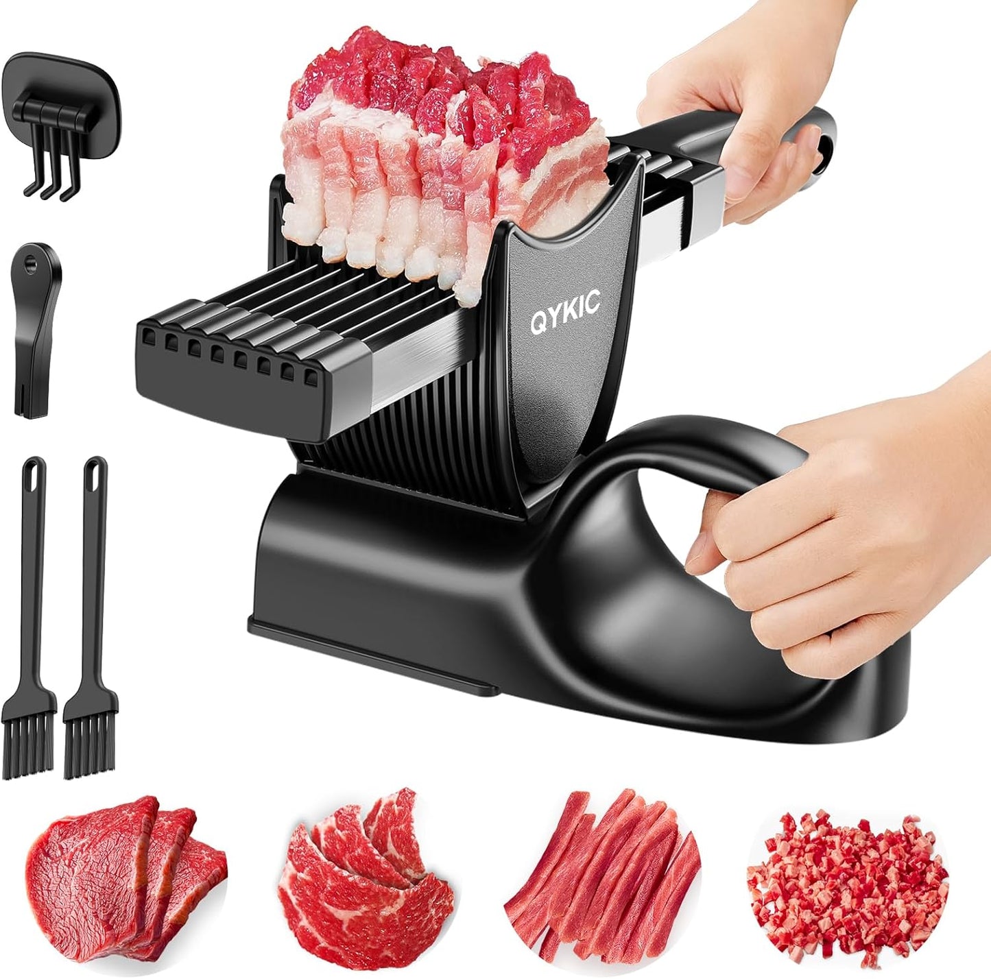 2 4 mm, 17 1 Fresh Meat Slicer with SteadyGrip, Thickness Adjustable or IN Stainless Steel Manual Meat Cutter, Cleaver
