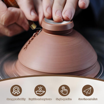 SYWAN Pottery Trimming Tool Kit, L-Shape Tungsten Pottery Tools + Throwing Trimming Spinner Tool (30mm/38mm/45mm) African Coralwood Ribbon Cutter for Potters Clay Artist