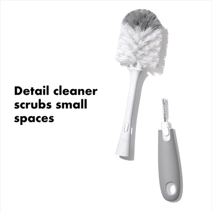 OXO Tot Bottle Brush with Nipple Cleaner and Stand – Gray, 2-Pack