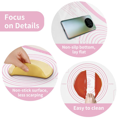 Silicone Pastry Mat for Dough Rolling, Extra Large Silicone Baking Mat with Measurements, Baking sheet for Cookies Fondant Pie Crust, Countertop Protector