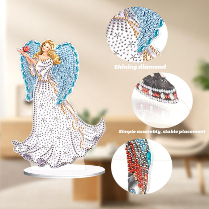 JZHYOAN Angel Diamond Art Desktop Ornaments Gem Painting Table Ornaments Diamond Painting Desk Stand Crystal Arts Mosaic Kit DIY Desktop Kits with Special Shape Gem Art for Adults