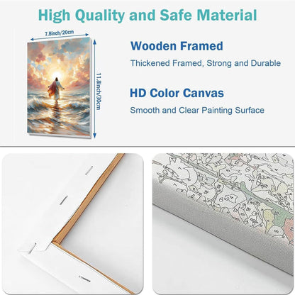 2 Pack Paint by Numbers Kit for Adults - Wooden Easel, Jesus Paint by Numbers with Frame, Christianity Adult Painting by Number Kits on Canvas, Easy Oil Painting Arts Gift Wall Decor 8x12inch