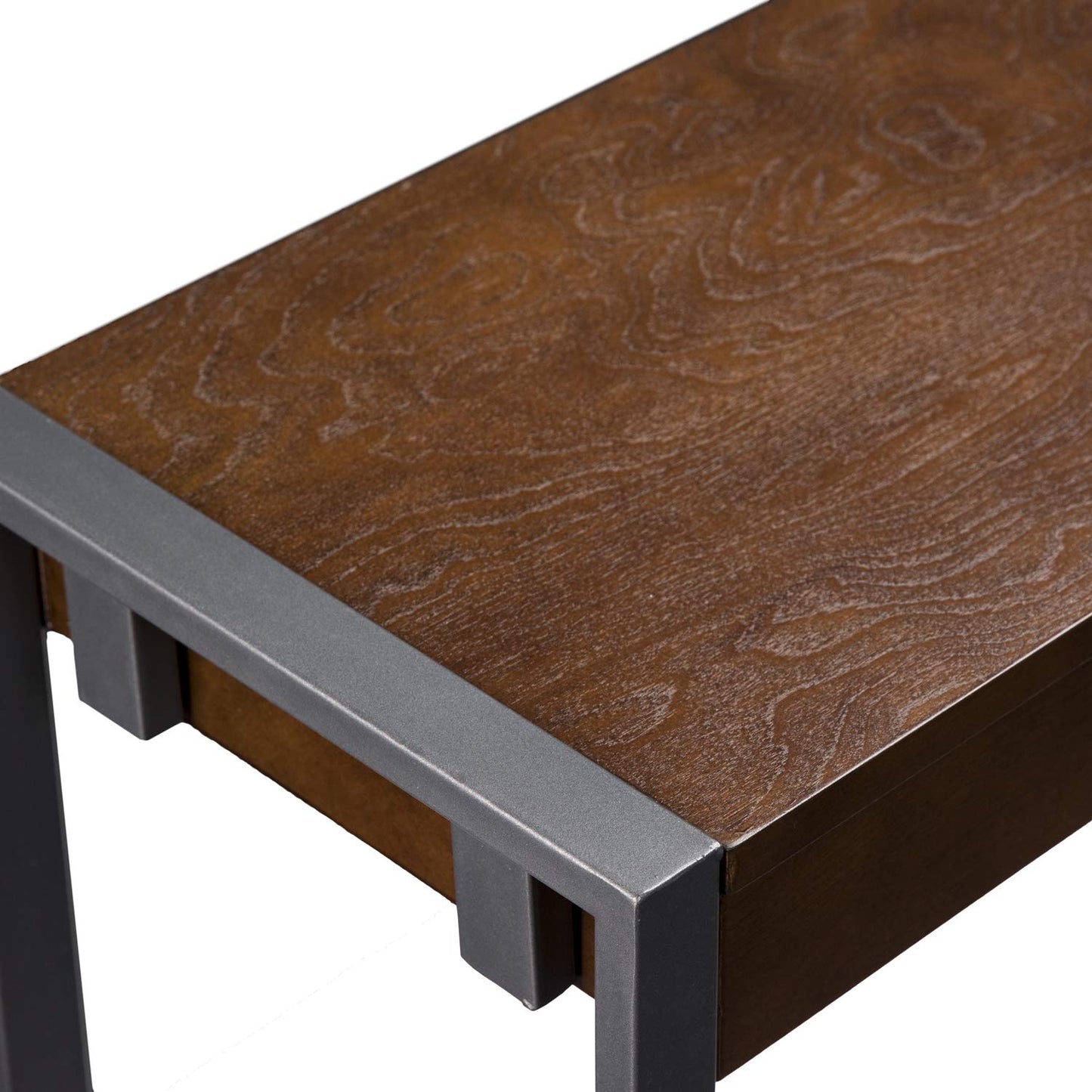 SEI Furniture - Holly & Martin Macen Console - Dark Tobacco with Gunmetal - Transitional Design, Brown Iron and Wood - Ideal for Entryway, Living Room (CM9912)