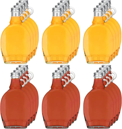 24 5 oz 4 meekoo Pieces Glass Syrup Bottles with Aluminum Lid and Loop Handle Glass Maple Bottles Maple Syrup Jars