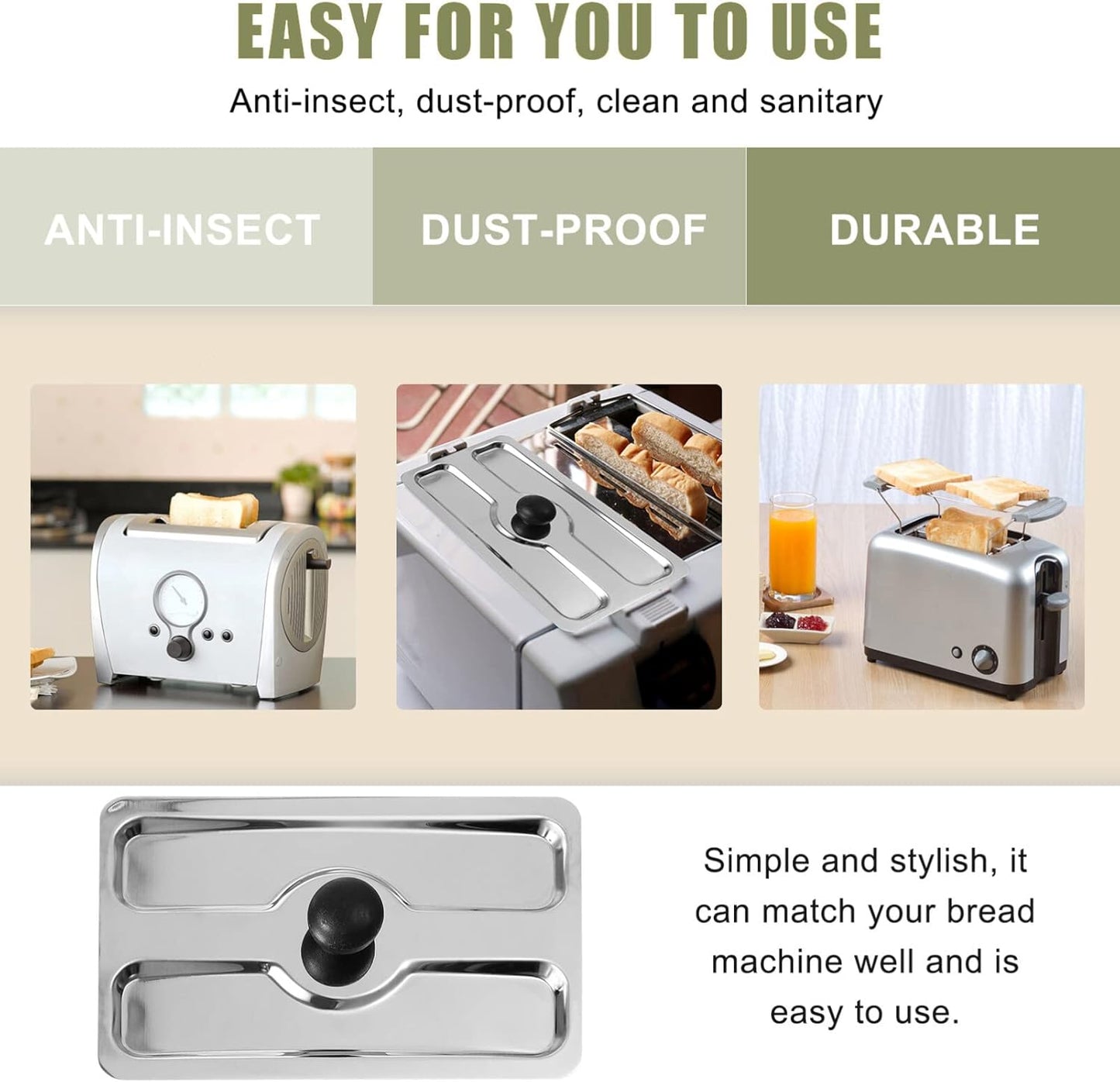 Toaster Cover, Veemoon Stainless Steel Appliance Top Cover for Electric Bread Maker