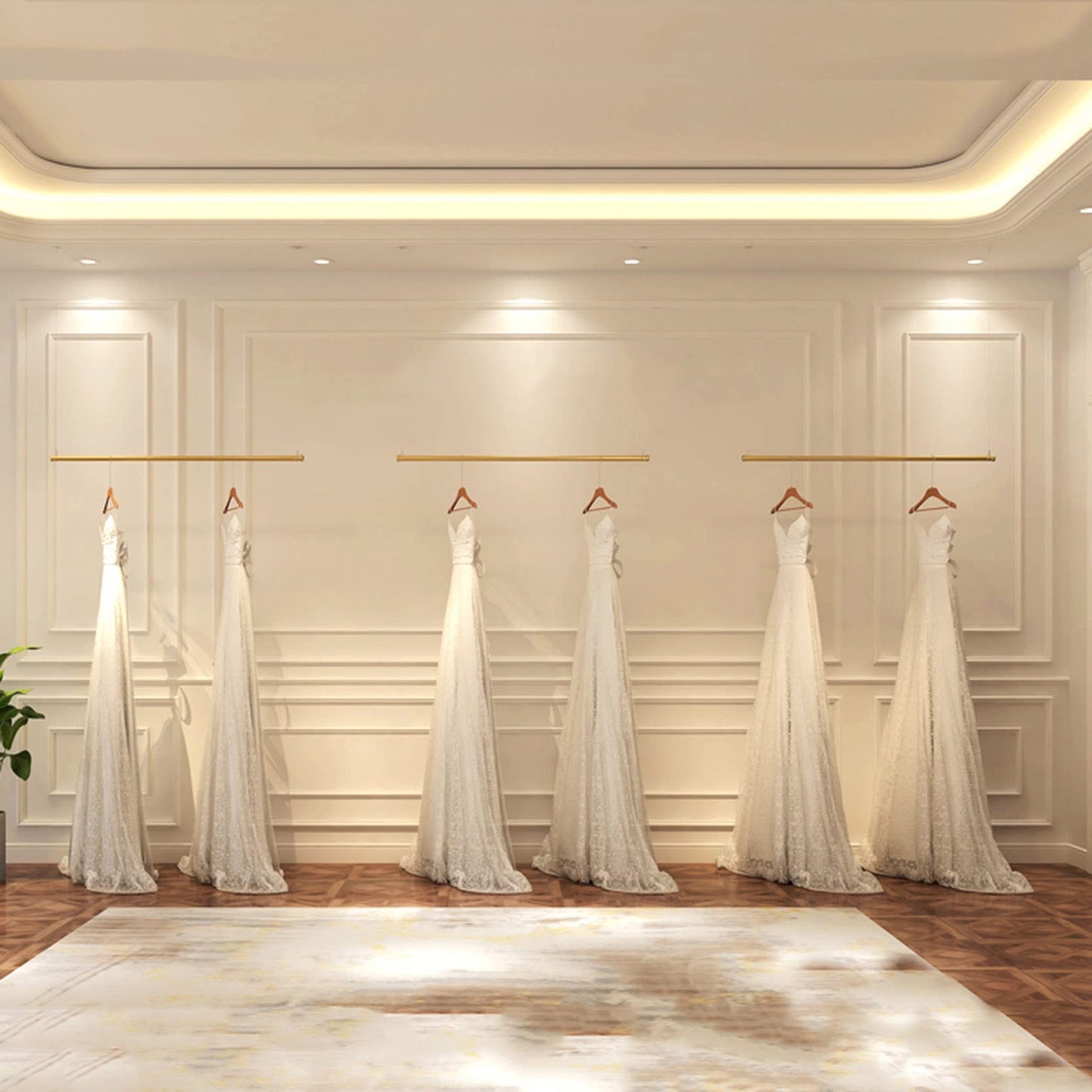 JHNKOJ Clothing Garment Rack Adjustable Height Display Clothes Store Rack Ceiling Wedding Dress Hanging Rack Hanger Storage,Wall Mounted Commercial Bedroom Organiz,3Pcs-80Cm