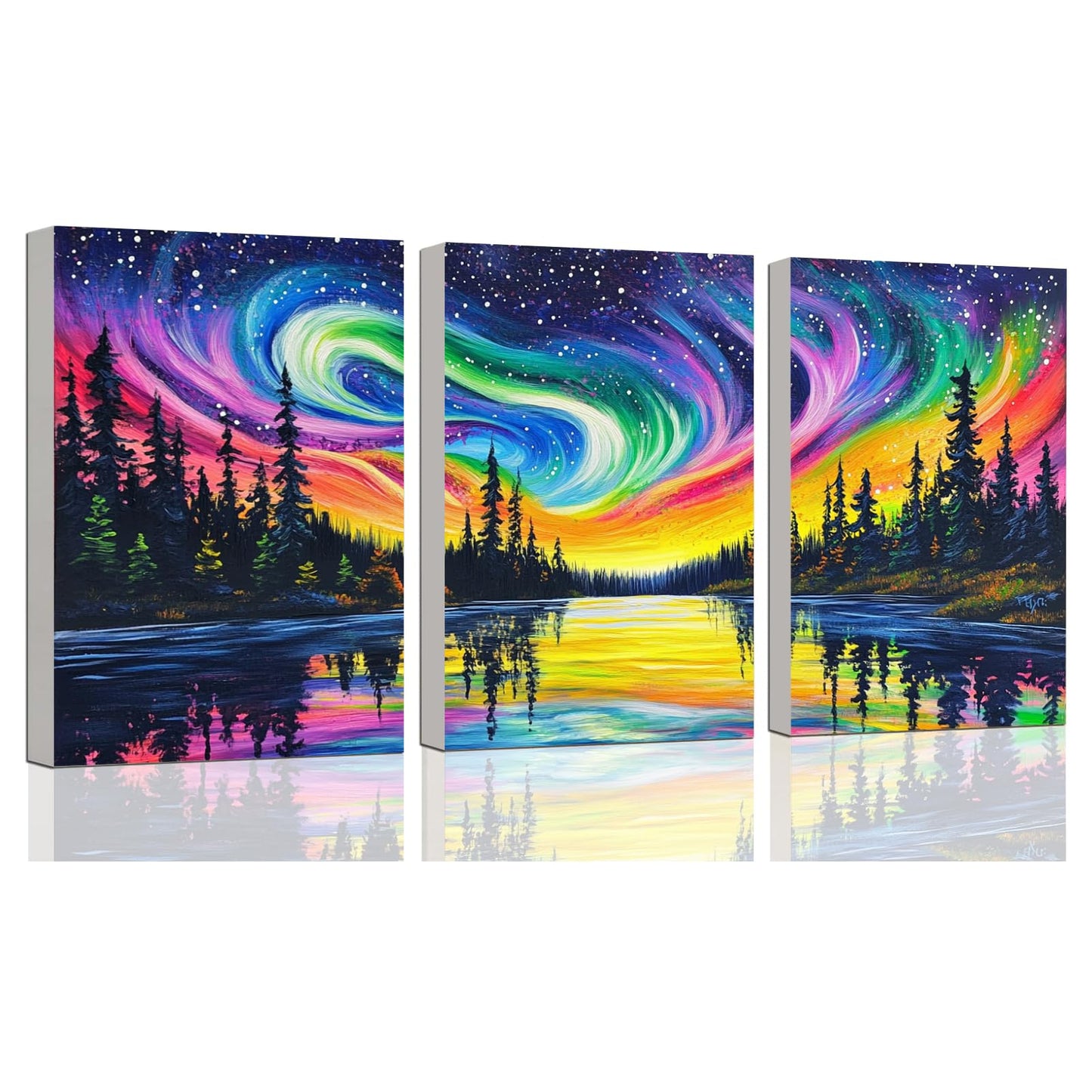 3 Piece Framed Paint by Numbers Kit for Adults Beginner Starry Night Easy Adult Paint by Number Kits on Canvas Landscape DIY Painting Kits for Adults with Frame Wall Art Decor for Living Room 8x12 In