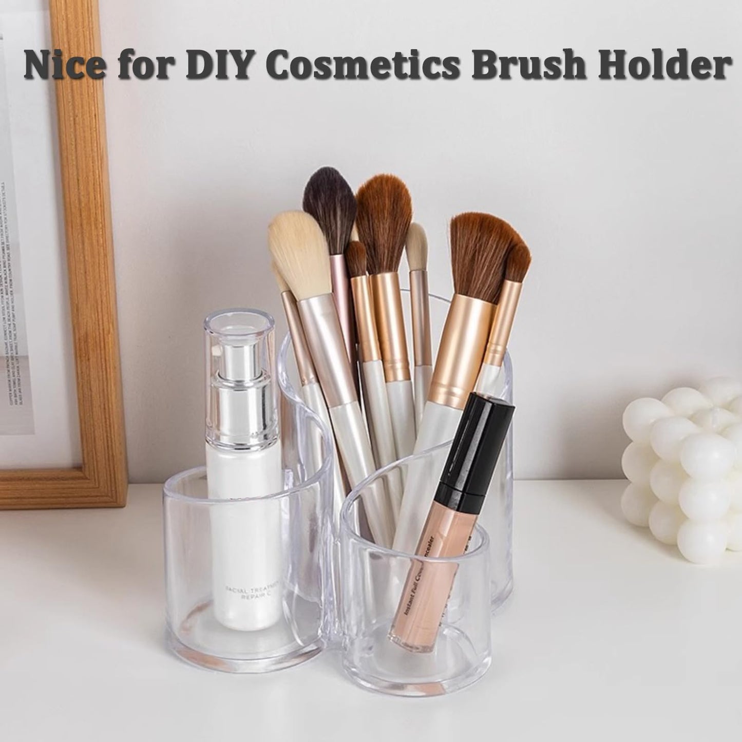 3-Slots Pen Holder Silicone Mold Elegant Makeup Organizer Trinket Container Epoxy Resin Mold Cosmetics Brush Storage Box Mould for Resin Clay Craft Making
