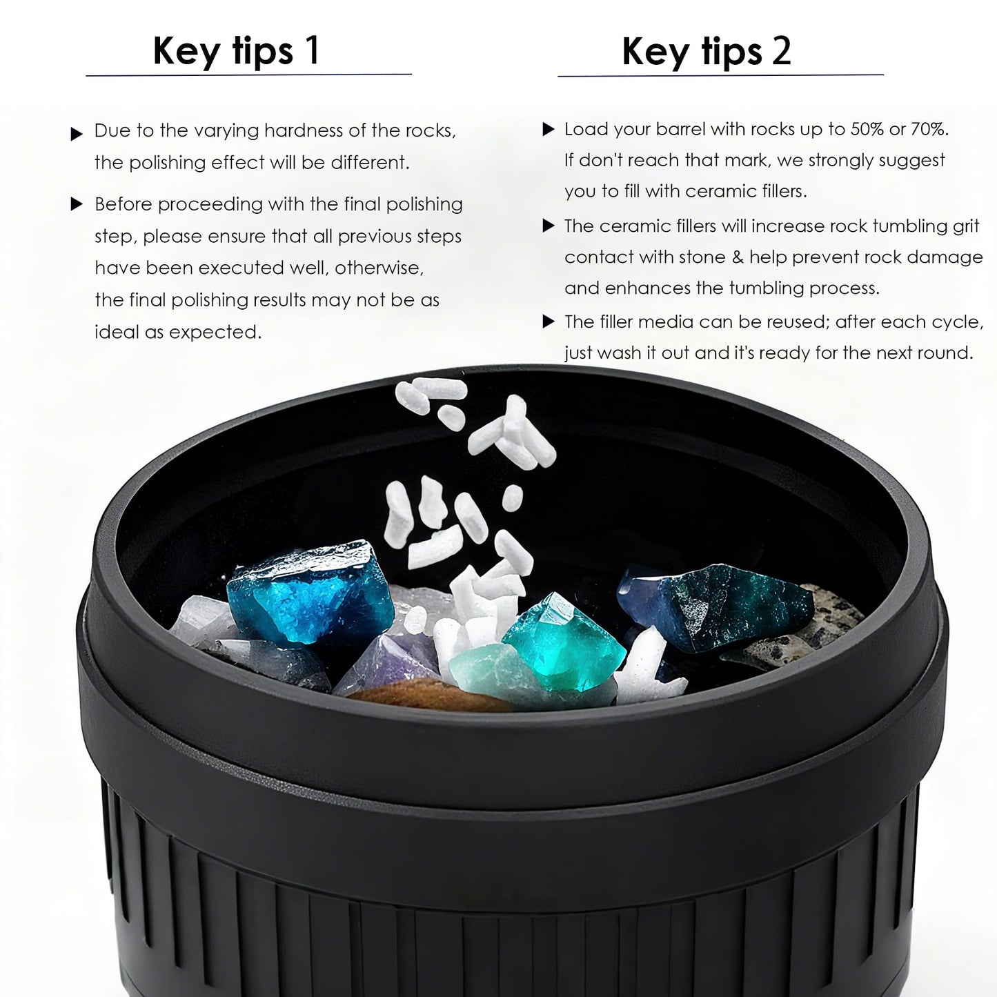 Kandylio 8 Lbs Rock Tumbler Grit Kit Polish Upto 60LBS Rocks Silicon Carbide & Aluminum Oxide Polishing and Tumbling Abrasive Media for Any Rock Tumbler Polisher