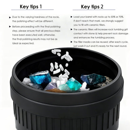 Kandylio 8 Lbs Rock Tumbler Grit Kit Polish Upto 60LBS Rocks Silicon Carbide & Aluminum Oxide Polishing and Tumbling Abrasive Media for Any Rock Tumbler Polisher