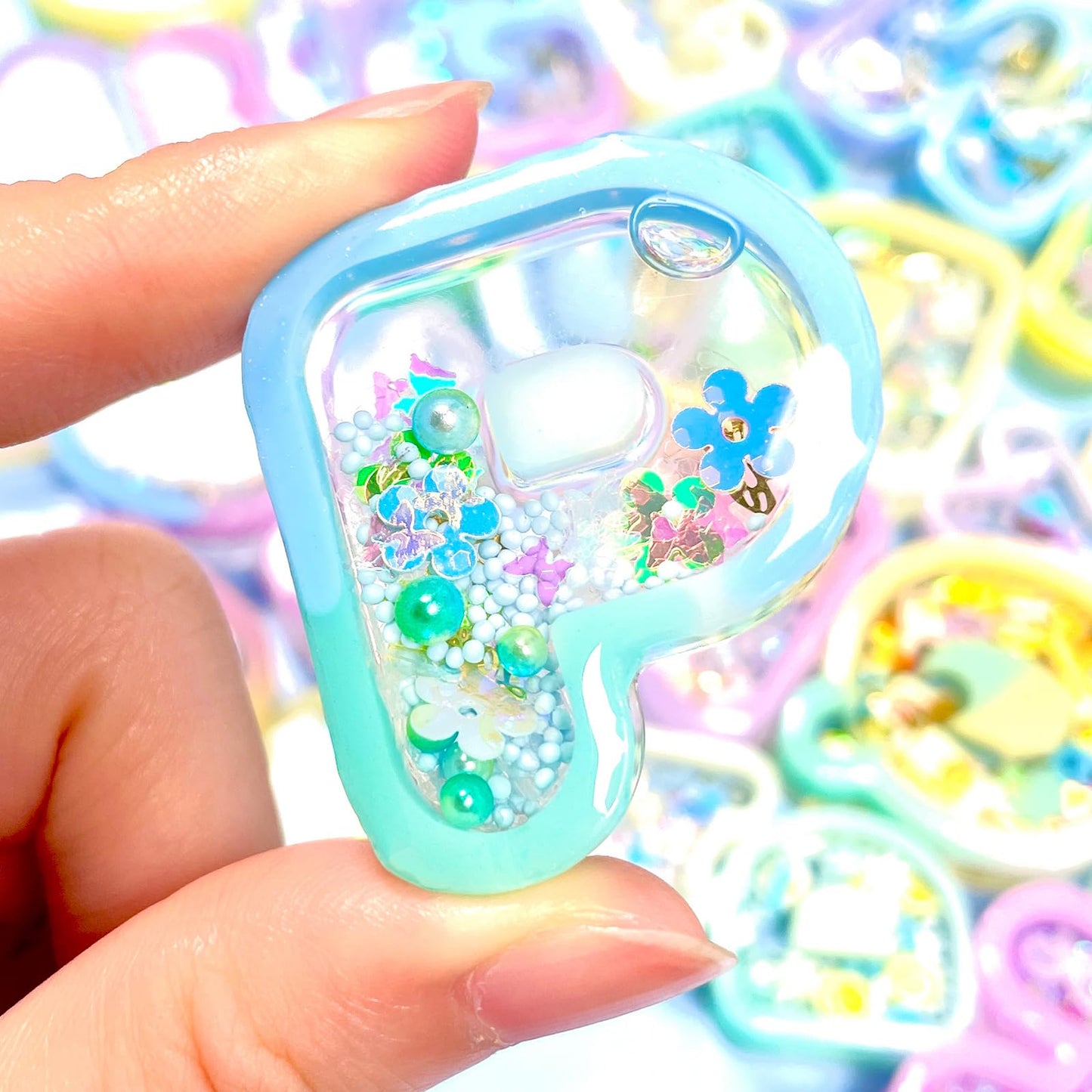 Alphabet Resin Shaker Molds Kawaii Keychain Charm Large and Small Set Pack of 107 Silicone Trays Seal Films Precision Tip Applicator Bottle Kit Bundle