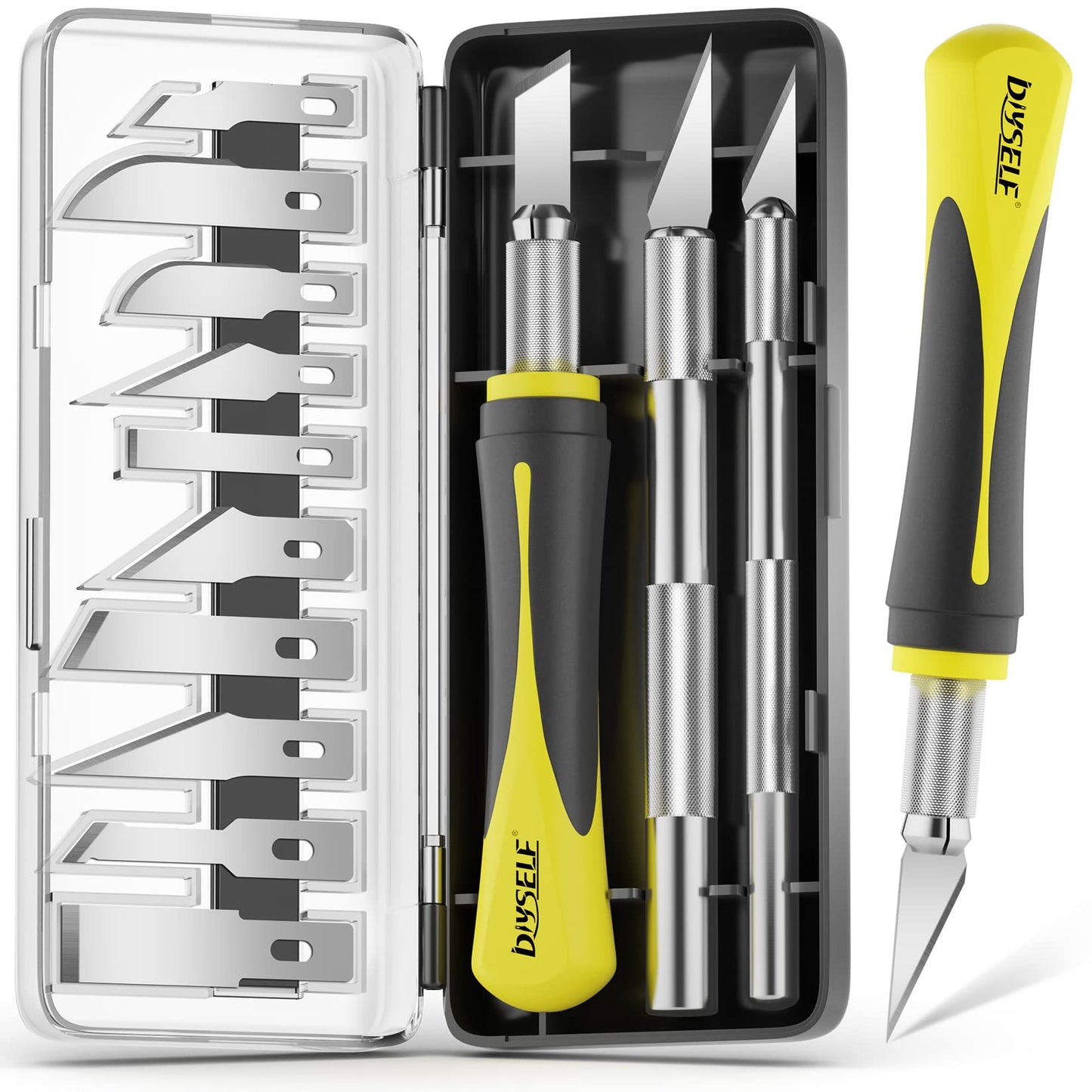 DIYSELF 16-Piece Exacto Knife Set, Craft Knife & Hobby Knife Kit, Precision Knife with Magnetic Storage Case, Exacto Knife for Crafting, Paper, Foam, Vinyl, Models, 3D Printing, Junk Journal Supplies