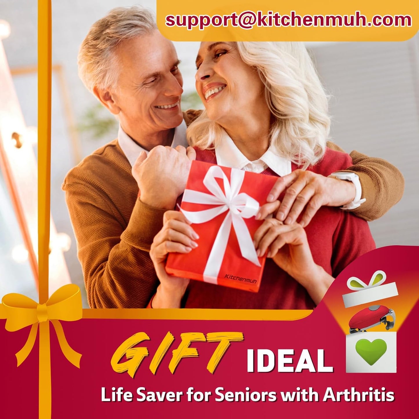 Higher Torque Electric Jar Opener for Seniors - Automatic Jar Opener for Weak Hands, Battery Operated, Red