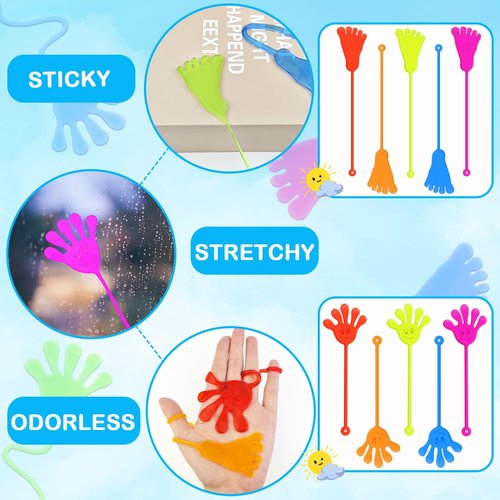 Leetous Bulk Toys - 60 PCS Sticky Hands & Feet Party Favors | Non-Candy Goodie Bag Fillers for Kids