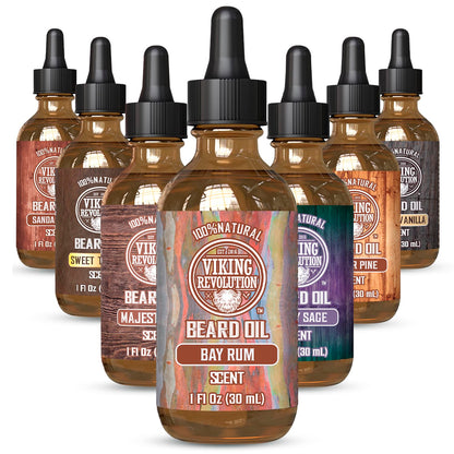 Viking Revolution Sandalwood Beard Oil for Men - Natural Mens Beard Oil with Argan Oil and Jojoba Oil - Beard Softener, Strengthens and Moisturizes - Beard Conditioner for Men (Sandalwood, 1 Pack)