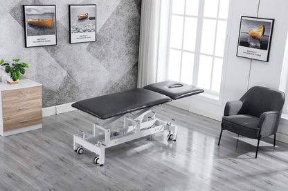 Physical Therapy Table,HomelyD Hi-Lo adjustable 2 section PT Treatment table,ultra comfortable foot control Facial Salon SPA Bed for Clinic,Massage and Acupuncture (Black）)-blue