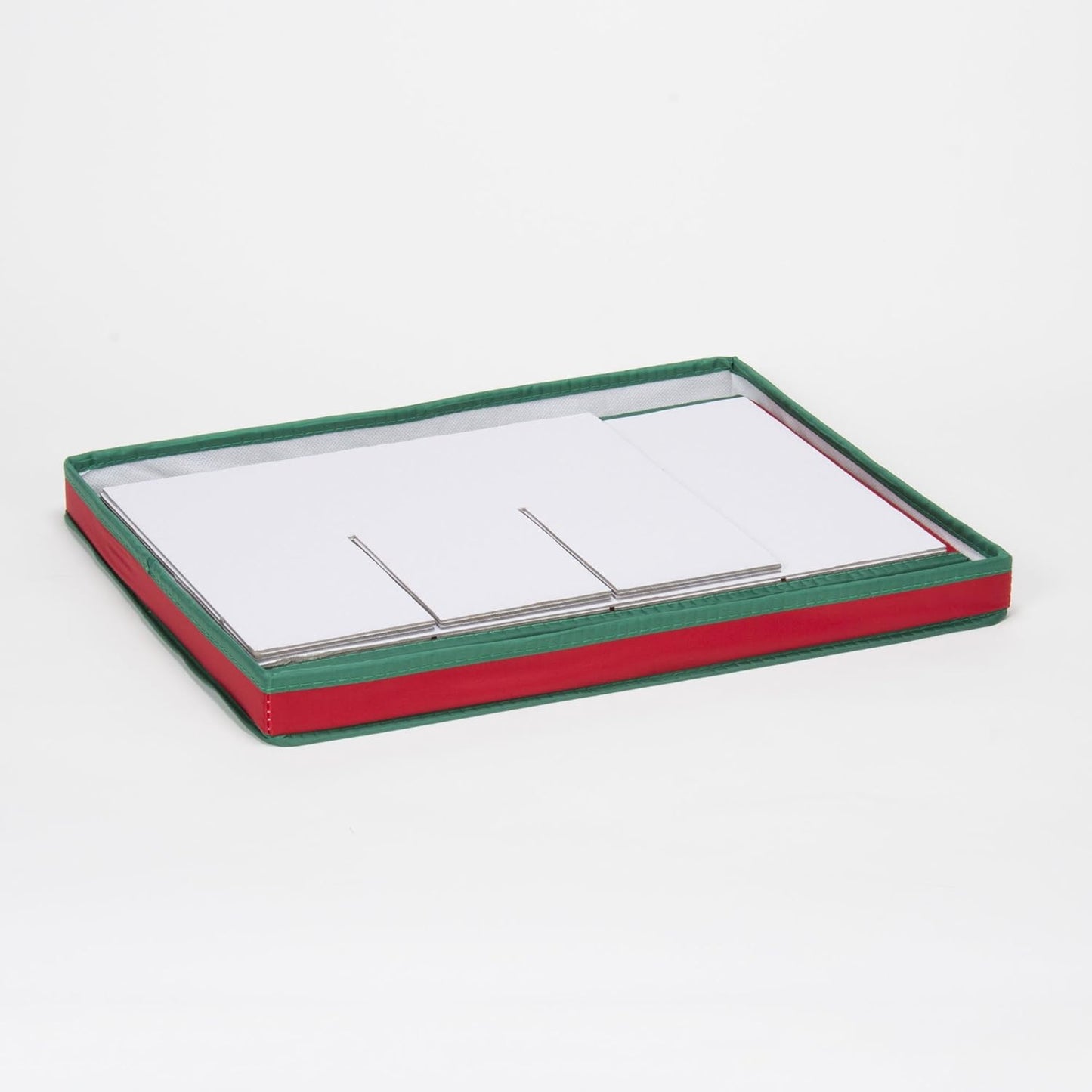 Household Essentials 540RED Holiday China Storage Chest with Lid and Handles, Red Canvas