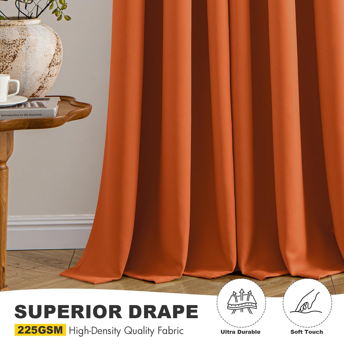 MIULEE Short Orange Blackout Curtains - Thermal Insulated Privacy Drapes for Kitchen & Bedroom | 40 x 36 Inch, 2 Panels